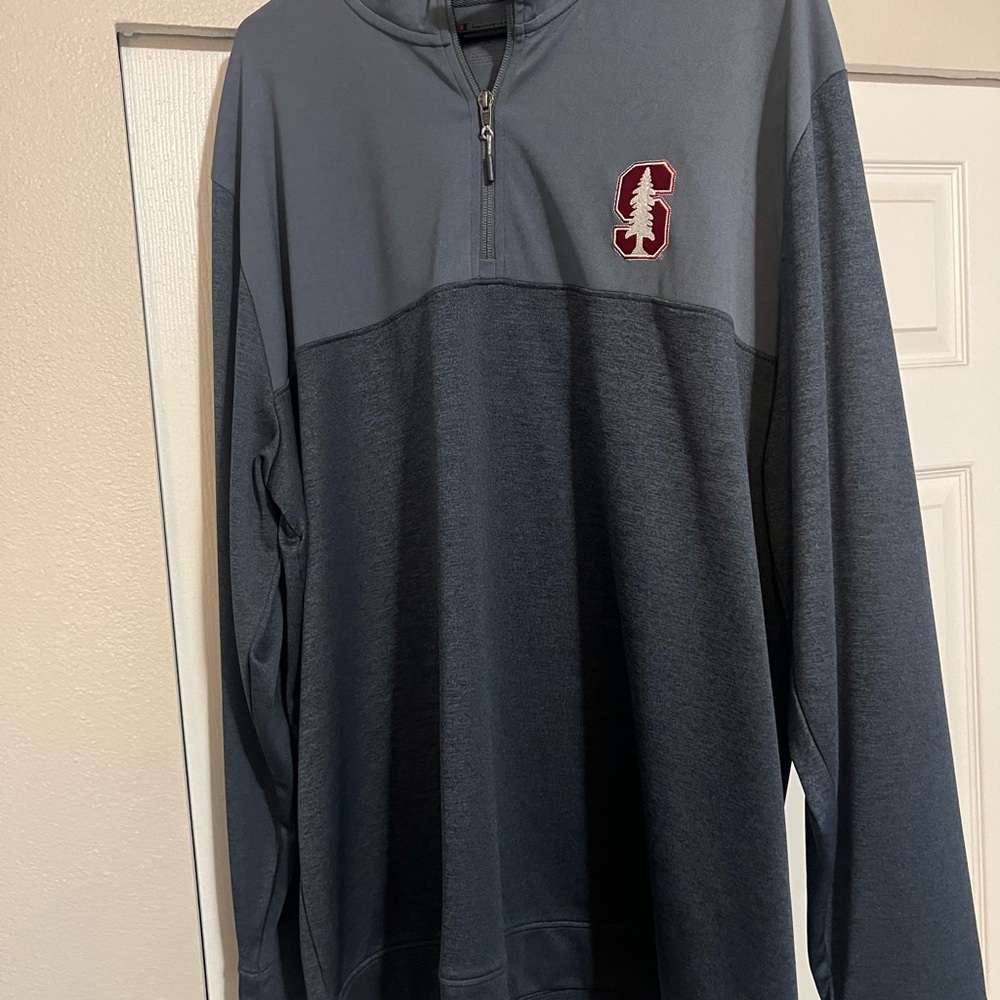 Blue Gray Champion Stanford Quarter-Zip Pullover with Logo